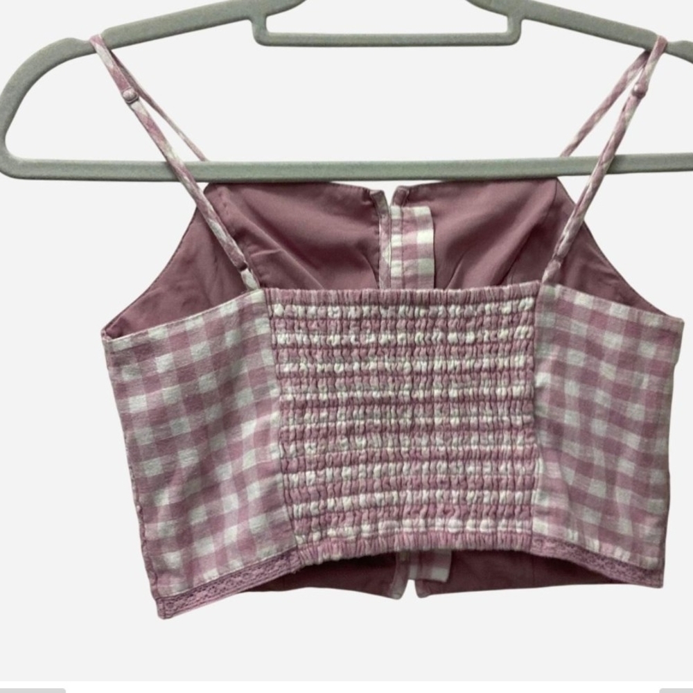 Pre-owned American Eagle Outfitters Pink Eyelet Crop Top - Picture 2 of 4